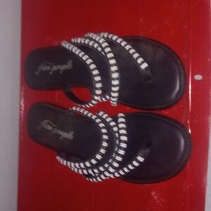 Free People Black and White Striped Sandals